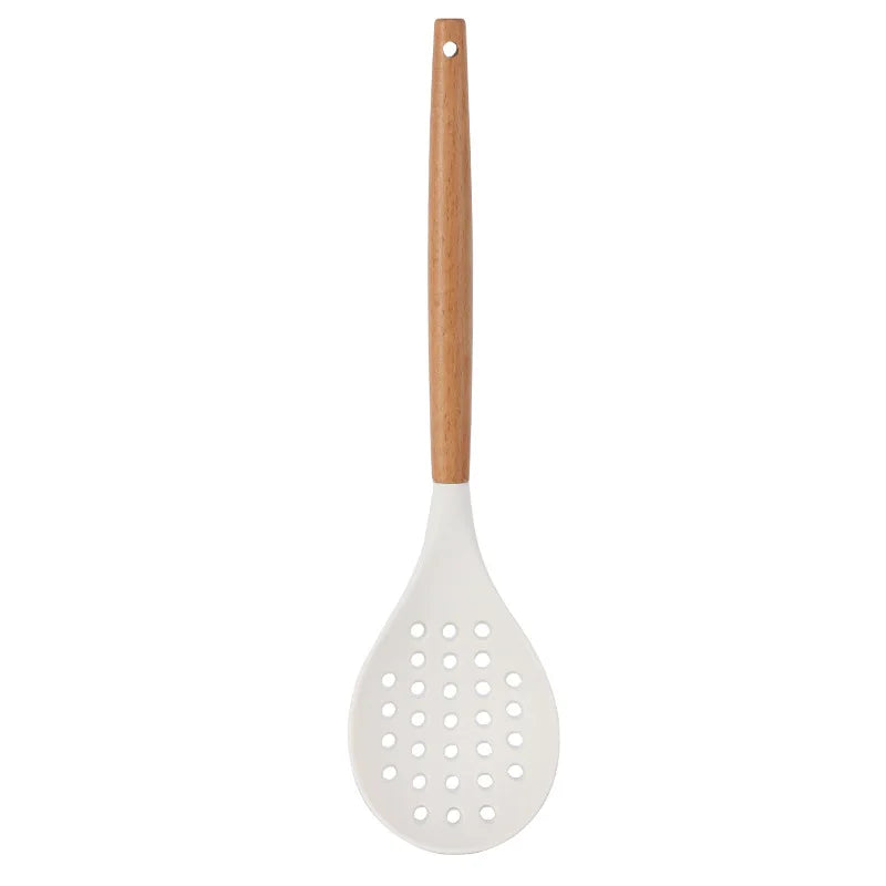 Silicone Kitchen Utensil Set with Wooden Handle – Non-Stick and Heat Resistant