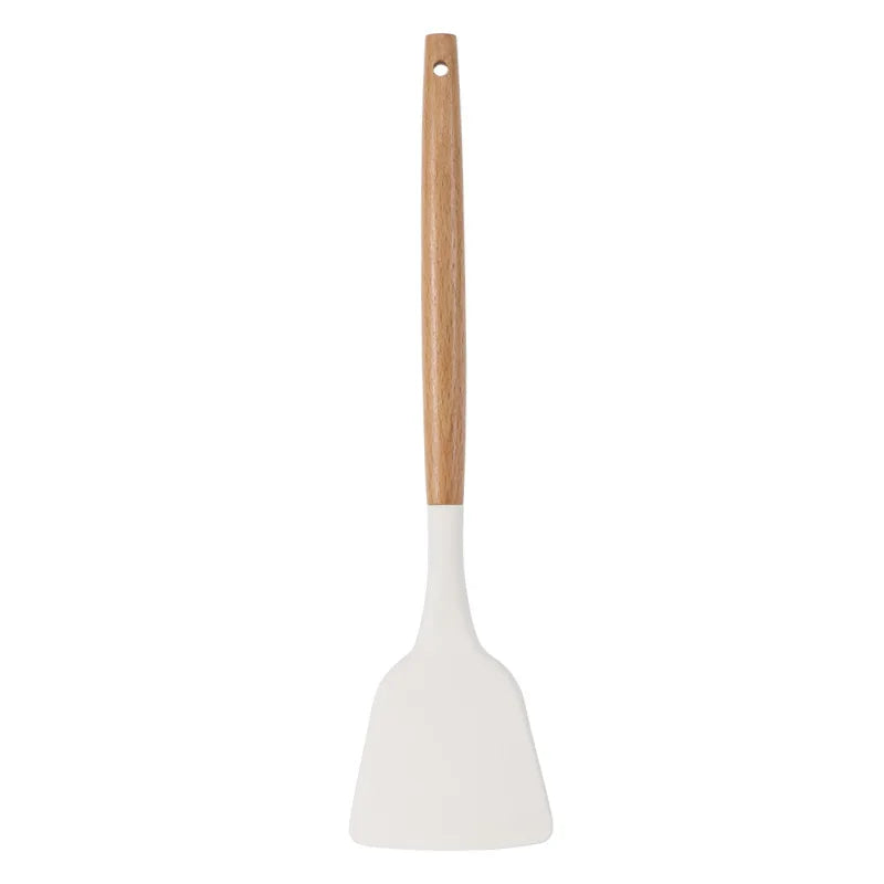 Silicone Kitchen Utensil Set with Wooden Handle – Non-Stick and Heat Resistant