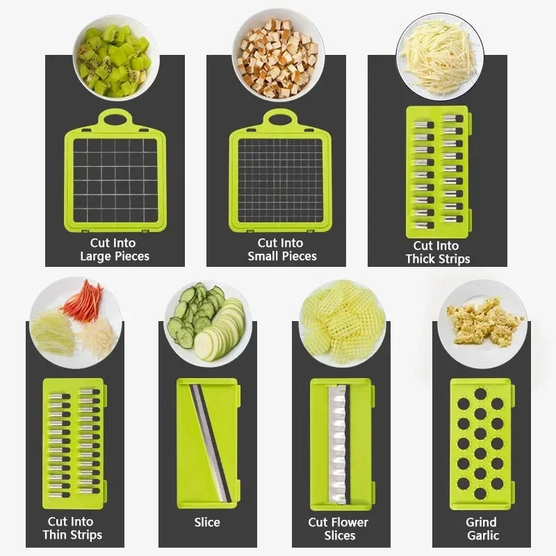 16-in-1 Vegetable Chopper | Multifunctional Food Cutter with Container