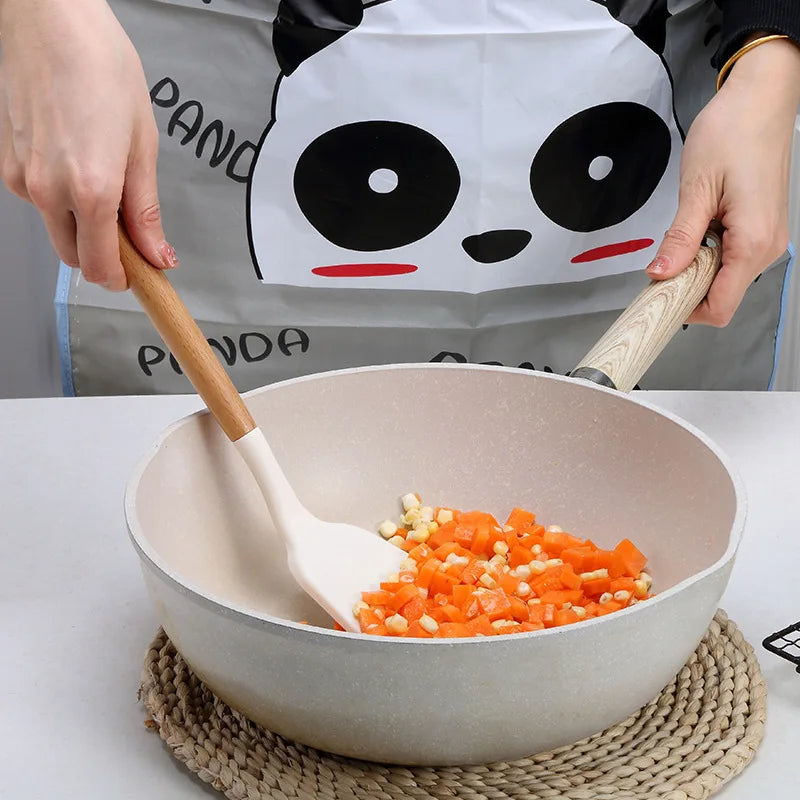 Silicone Kitchen Utensil Set with Wooden Handle – Non-Stick and Heat Resistant