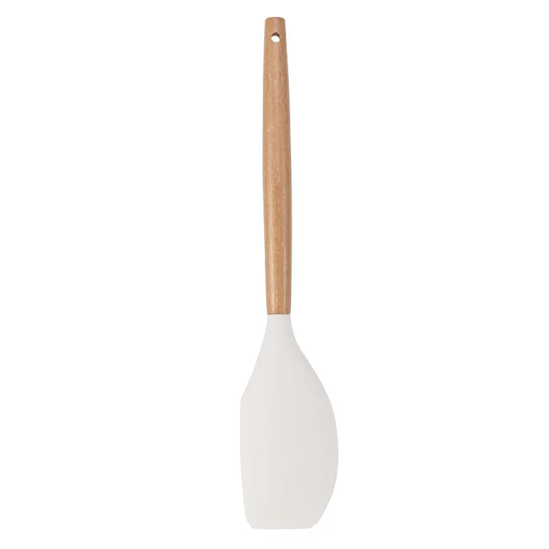 Silicone Kitchen Utensil Set with Wooden Handle – Non-Stick and Heat Resistant