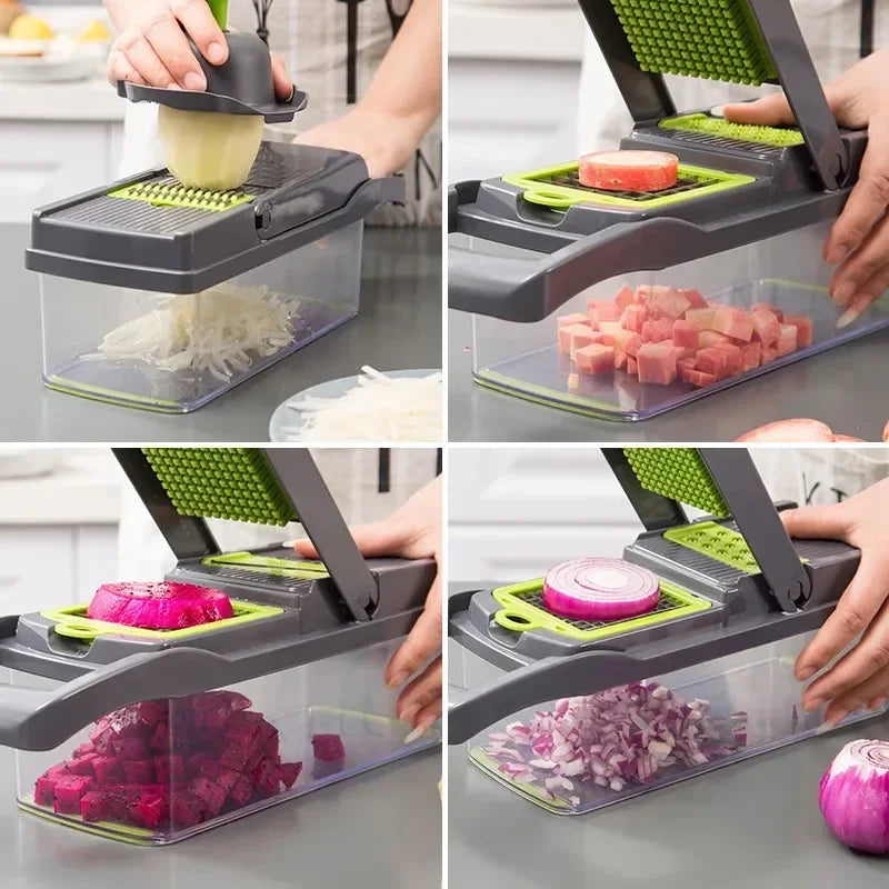 16-in-1 Vegetable Chopper | Multifunctional Food Cutter with Container