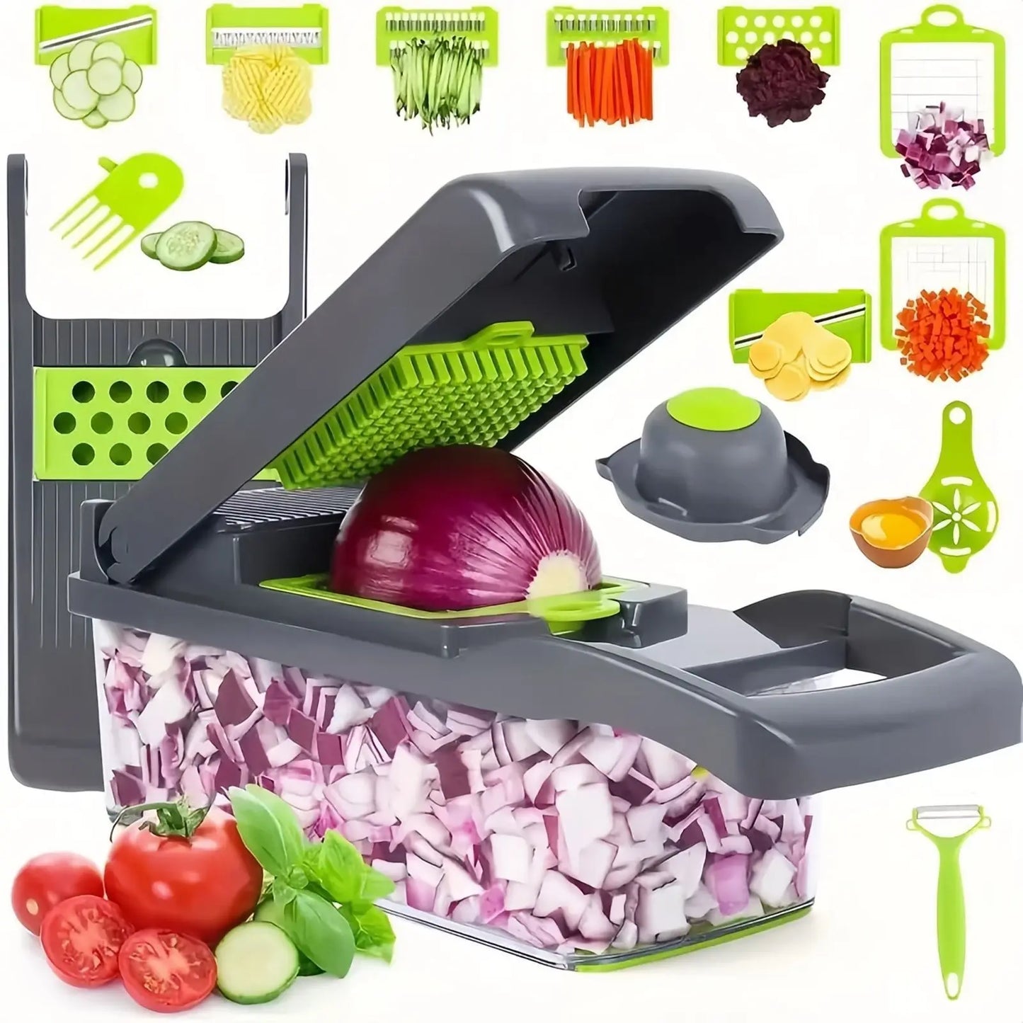 16-in-1 Vegetable Chopper | Multifunctional Food Cutter with Container