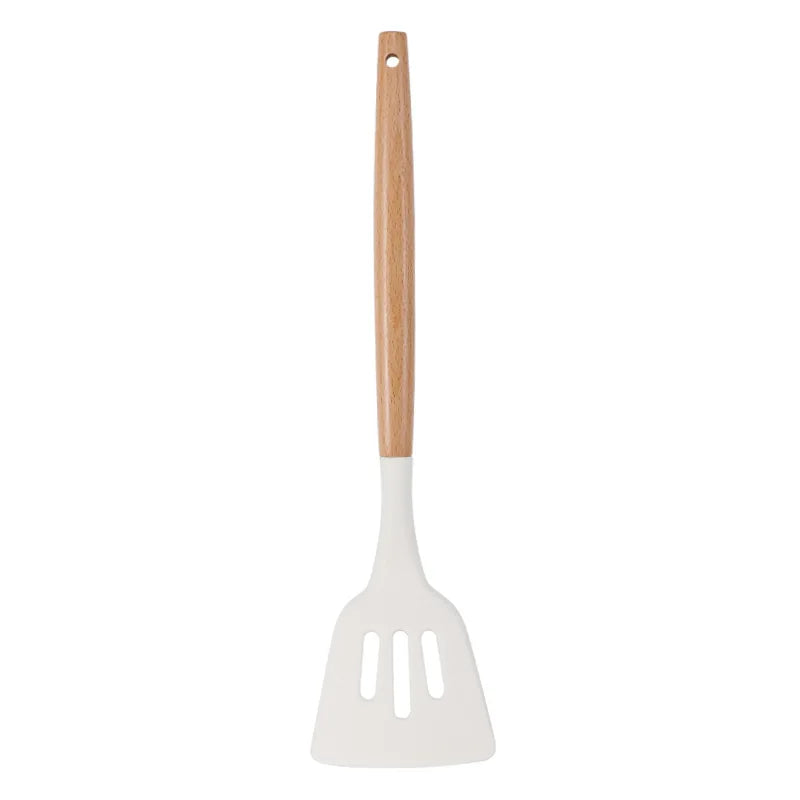 Silicone Kitchen Utensil Set with Wooden Handle – Non-Stick and Heat Resistant