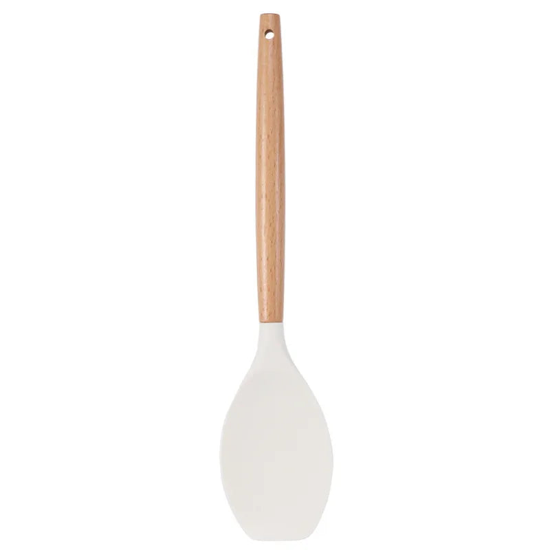 Silicone Kitchen Utensil Set with Wooden Handle – Non-Stick and Heat Resistant