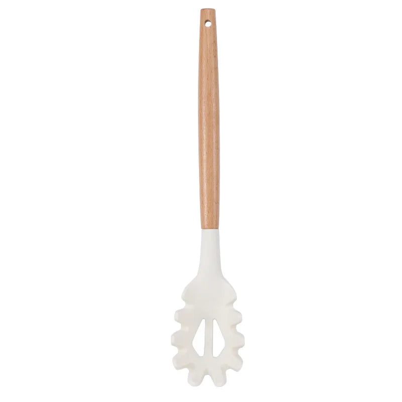 Silicone Kitchen Utensil Set with Wooden Handle – Non-Stick and Heat Resistant