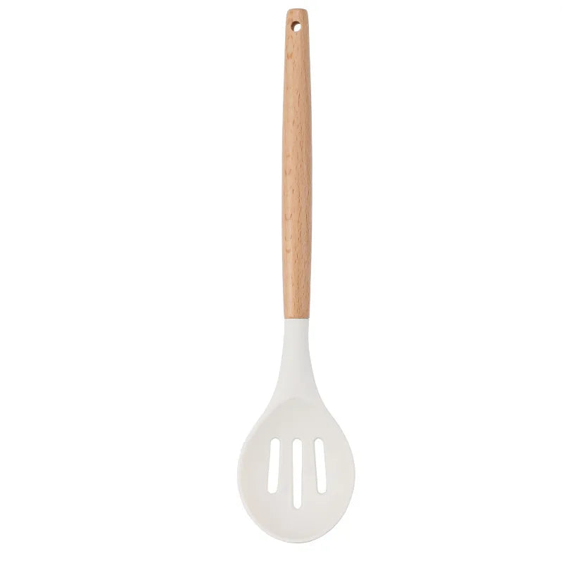 Silicone Kitchen Utensil Set with Wooden Handle – Non-Stick and Heat Resistant