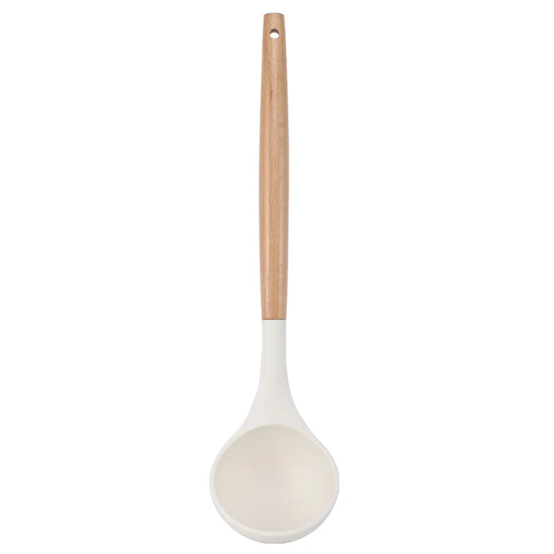Silicone Kitchen Utensil Set with Wooden Handle – Non-Stick and Heat Resistant