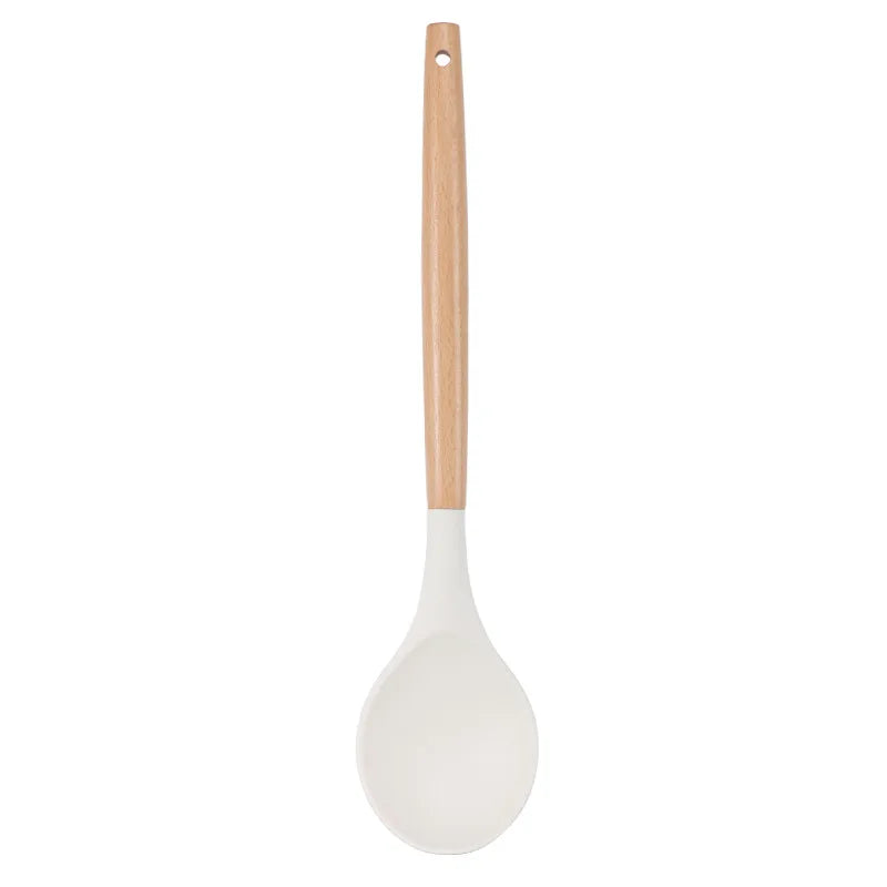 Silicone Kitchen Utensil Set with Wooden Handle – Non-Stick and Heat Resistant