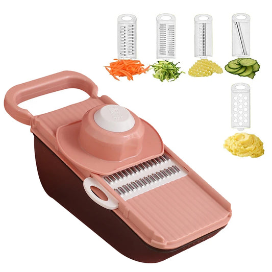 5-in-1 Vegetable Chopper with Drain Basket – Multifunctional Slicer, Grater & Dicer