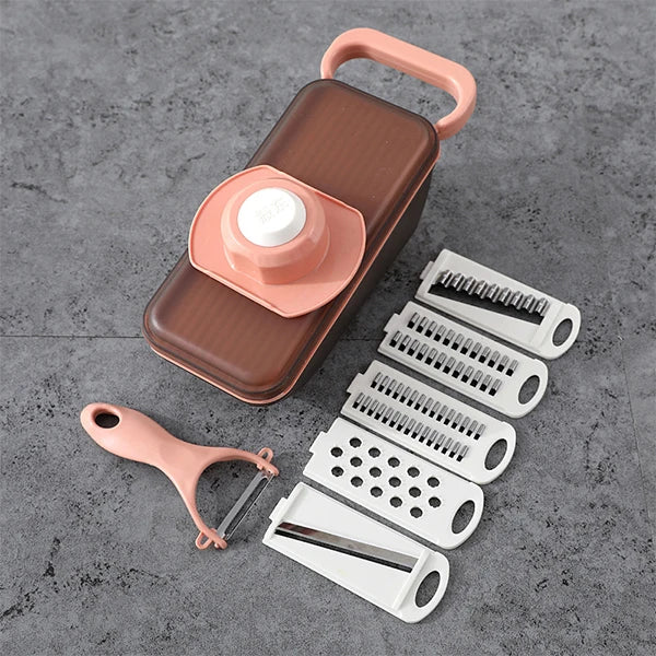 5-in-1 Vegetable Chopper with Drain Basket – Multifunctional Slicer, Grater & Dicer
